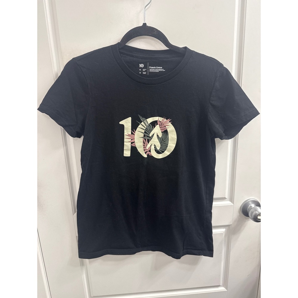 Tentree Organic Cotton Graphic T-Shirt Black Short Sleeve Crewneck Size M